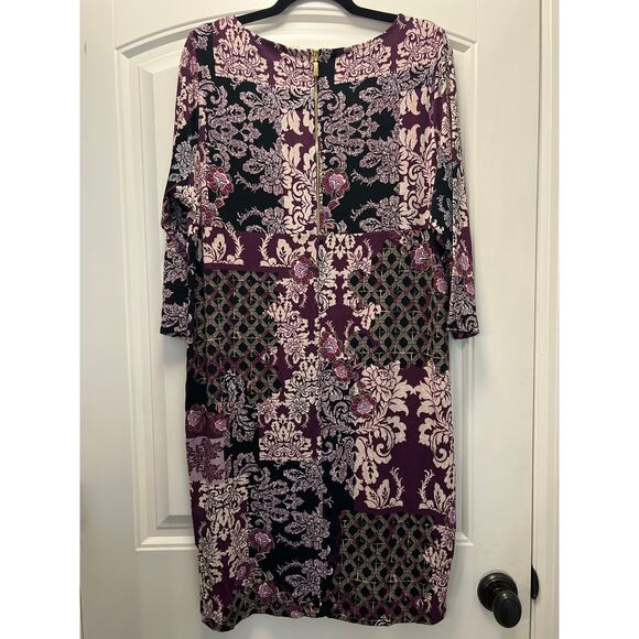 Chicos Travelers Women’s Boho Slinky Floral Abstract Dress Size 3 (16/18) Purple - Picture 4 of 4